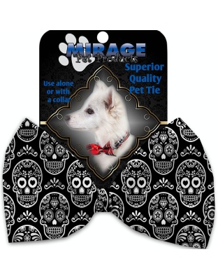 Classic Sugar Skulls Pet Bow Tie Collar Accessory with Velcro