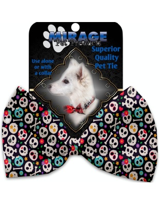 Dia de Los Muertos Skulls Pet Bow Tie Collar Accessory with Velcro