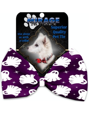 Ghosts on Purple Pet Bow Tie Collar Accessory with Velcro
