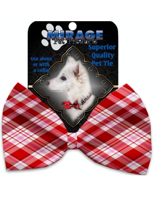 Valentines Day Plaid Pet Bow Tie