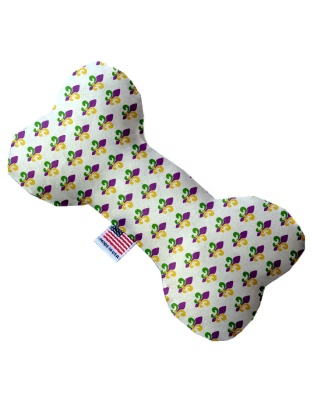 Mardi Gras Fleur De Lis 10 inch Canvas Bone Dog Toy