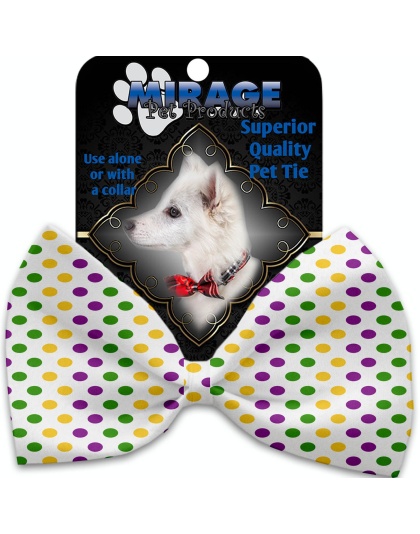 Mardi Gras Polka Dots Pet Bow Tie