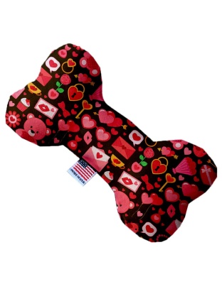 Valentines Day Bears 10 inch Canvas Bone Dog Toy