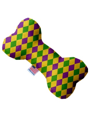 Mardi Gras Diamonds 10 inch Canvas Bone Dog Toy