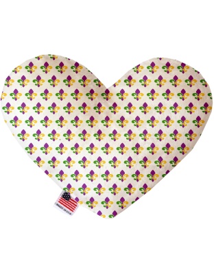 Mardi Gras Fleur De Lis 6 inch Canvas Heart Dog Toy