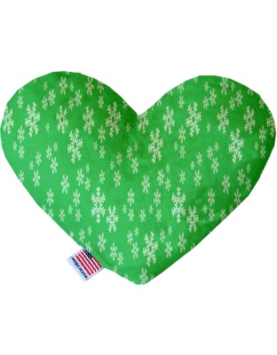 Green and White Snowflakes 6 inch Heart Dog Toy