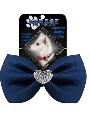 Crystal Heart Widget Pet Bowtie Navy Blue