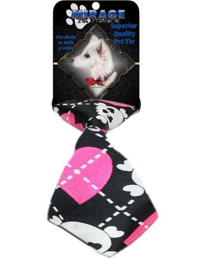 Dog Neck Tie Pink Argyle Skull