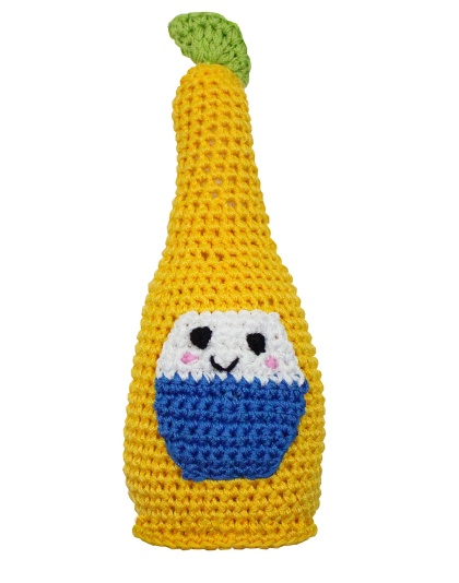 Knit Knacks Beer Bottle  with Lime Organic Cotton Small Dog Toy
