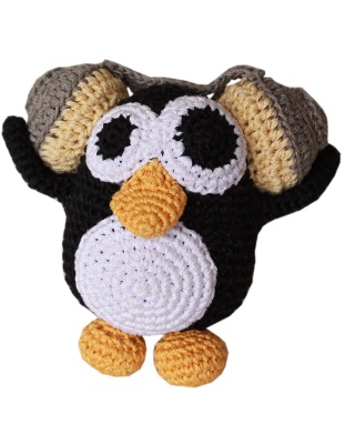 Knit Knacks Hipster Penguin Organic Cotton Small Dog Toy