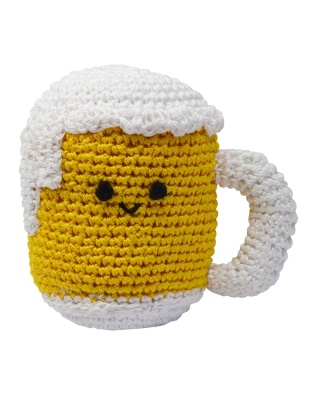 Knit Knacks Mugsy the Beer Mug Organic Cotton Small Dog Toy