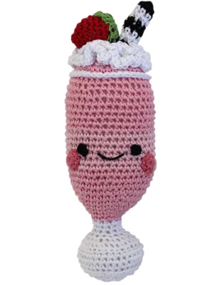 Knit Knacks Strawberry Milkshake Organic Cotton Small Dog Toy