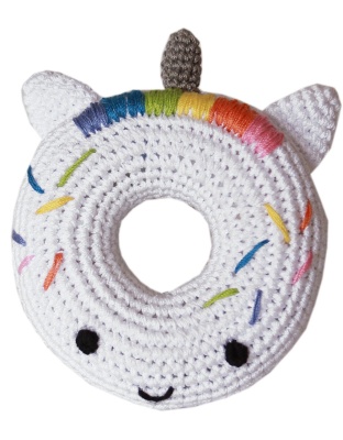 Knit Knacks Unicorn Donut Organic Cotton Small Dog Toy
