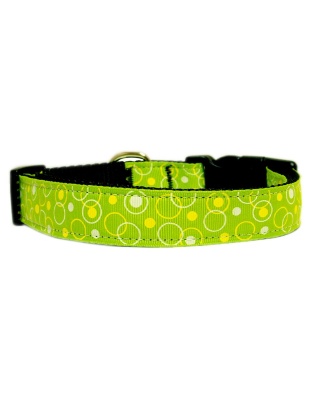 Retro Nylon Ribbon Collar Lime Green Large