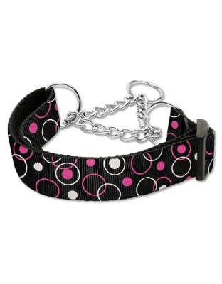 Retro Nylon Ribbon Collar Martingale Black Large