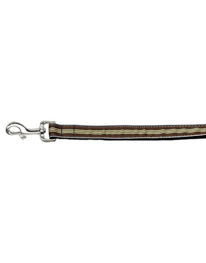 Preppy Stripes Nylon Ribbon Collars Brown/Khaki 1 wide 4ft Lsh