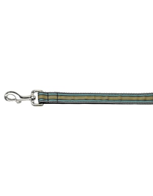 Preppy Stripes Nylon Ribbon Collars Light Blue/Khaki 1 wide 4ft Lsh