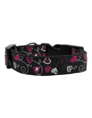 Crazy Hearts Nylon Collars Black Large