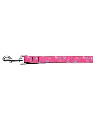 Crazy Hearts Nylon Collars Bright Pink 1 wide 4ft Lsh