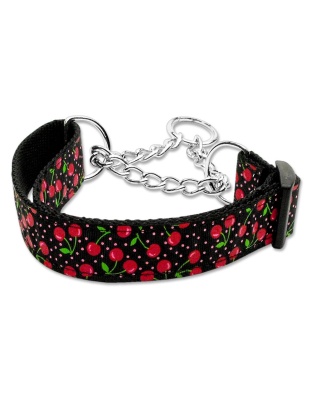 Cherries Nylon Collar Martingale Black Large