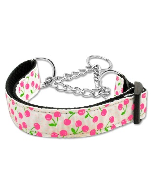 Cherries Nylon Collar Martingale White Large