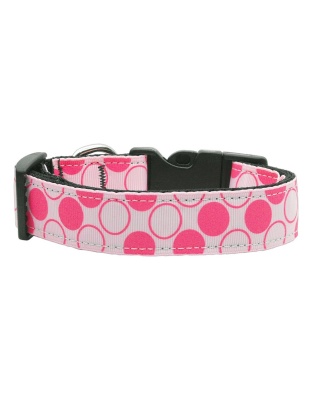 Diagonal Dots Nylon Collar Light Pink Large