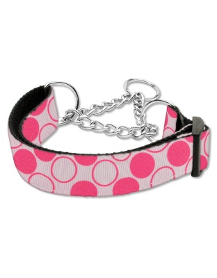 Diagonal Dots Nylon Collar Martingale Light Pink Large