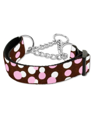 Confetti Dots Nylon Collar Martingale Chocolate Large