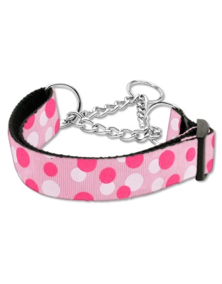 Confetti Dots Nylon Collar Martingale Light Pink Large