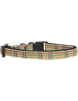 Plaid Nylon Collar Khaki Cat Safety