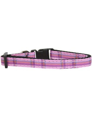 Plaid Nylon Collar Pink Cat Safety