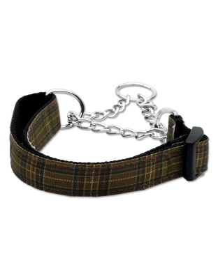 Plaid Nylon Collar Martingale Brown Large