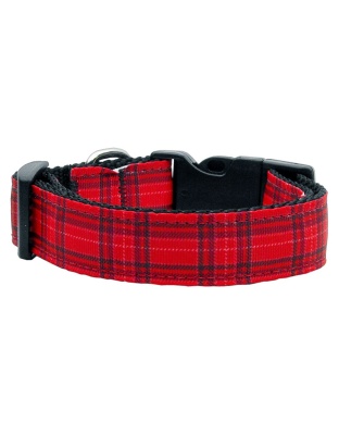 Plaid Nylon Collar Red Large