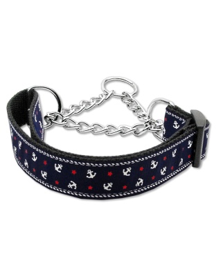 Anchors Nylon Ribbon Collar Martingale Blue Large