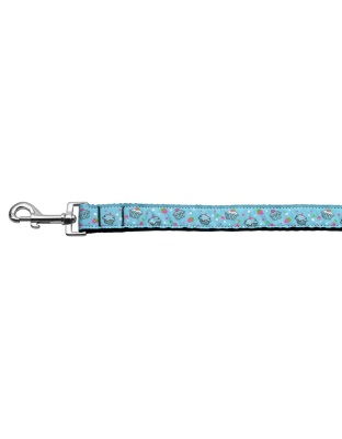 Cupcakes Nylon Ribbon Leash Baby Blue 1 inch wide 4ft Long