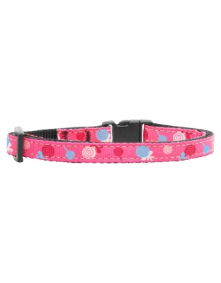 Lollipops Nylon Ribbon Collar Bright Pink Cat Safety