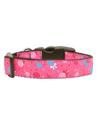 Lollipops Nylon Ribbon Collar Bright Pink Large