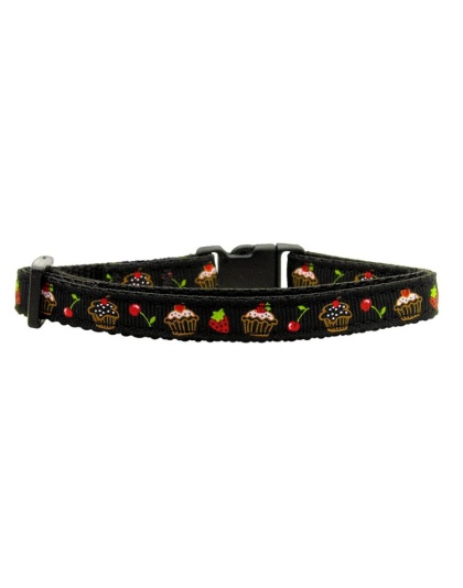 Cupcakes Nylon Ribbon Collar Black Cat Safety