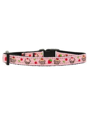 Cupcakes Nylon Ribbon Collar Light Pink Cat Safety