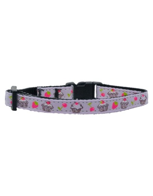 Cupcakes Nylon Ribbon Collar Purple Cat Safety