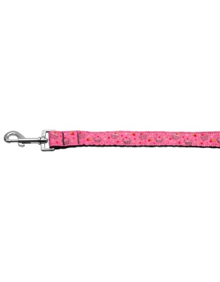 Cupcakes Nylon Ribbon Leash Bright Pink 1 inch wide 4ft Long
