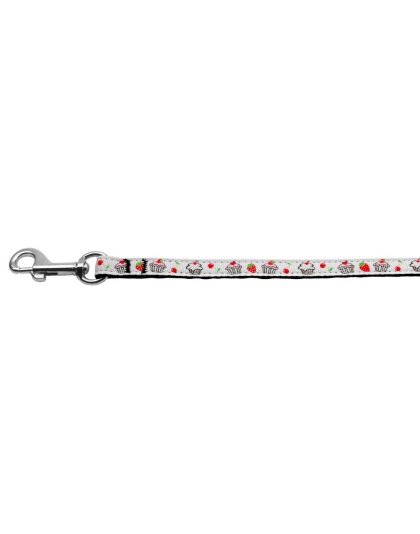 Cupcakes Nylon Ribbon Leash White 3/8 inch wide 4ft Long