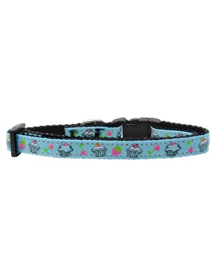 Cupcakes Nylon Ribbon Collar Baby Blue Small