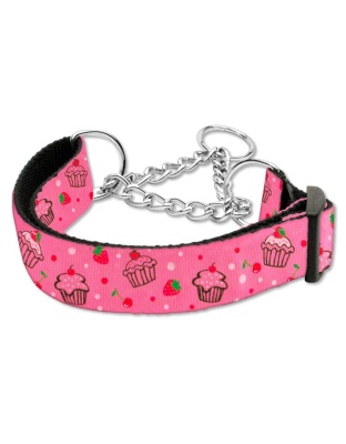 Cupcakes Nylon Ribbon Collar Martingale Large Bright Pink