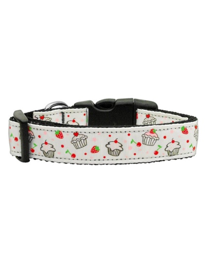 Cupcakes Nylon Ribbon Collar White Large