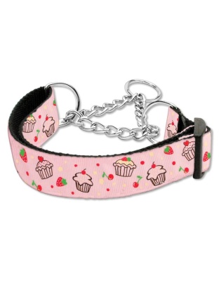 Cupcakes Nylon Ribbon Collar Martingale Large Light Pink