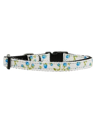 Roses Nylon Ribbon Collar Blue Small