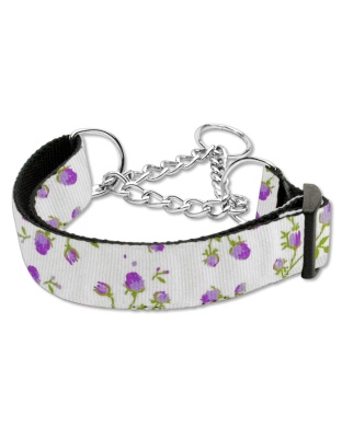 Roses Nylon Ribbon Collar Martingale Large Purple