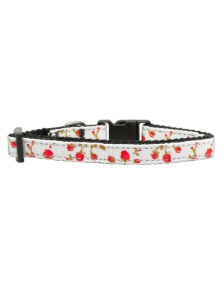 Roses Nylon Ribbon Collar Red Small