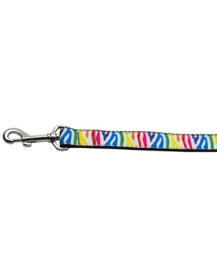 Zebra Rainbow Nylon Ribbon Pet Leash 1 wide 4ft